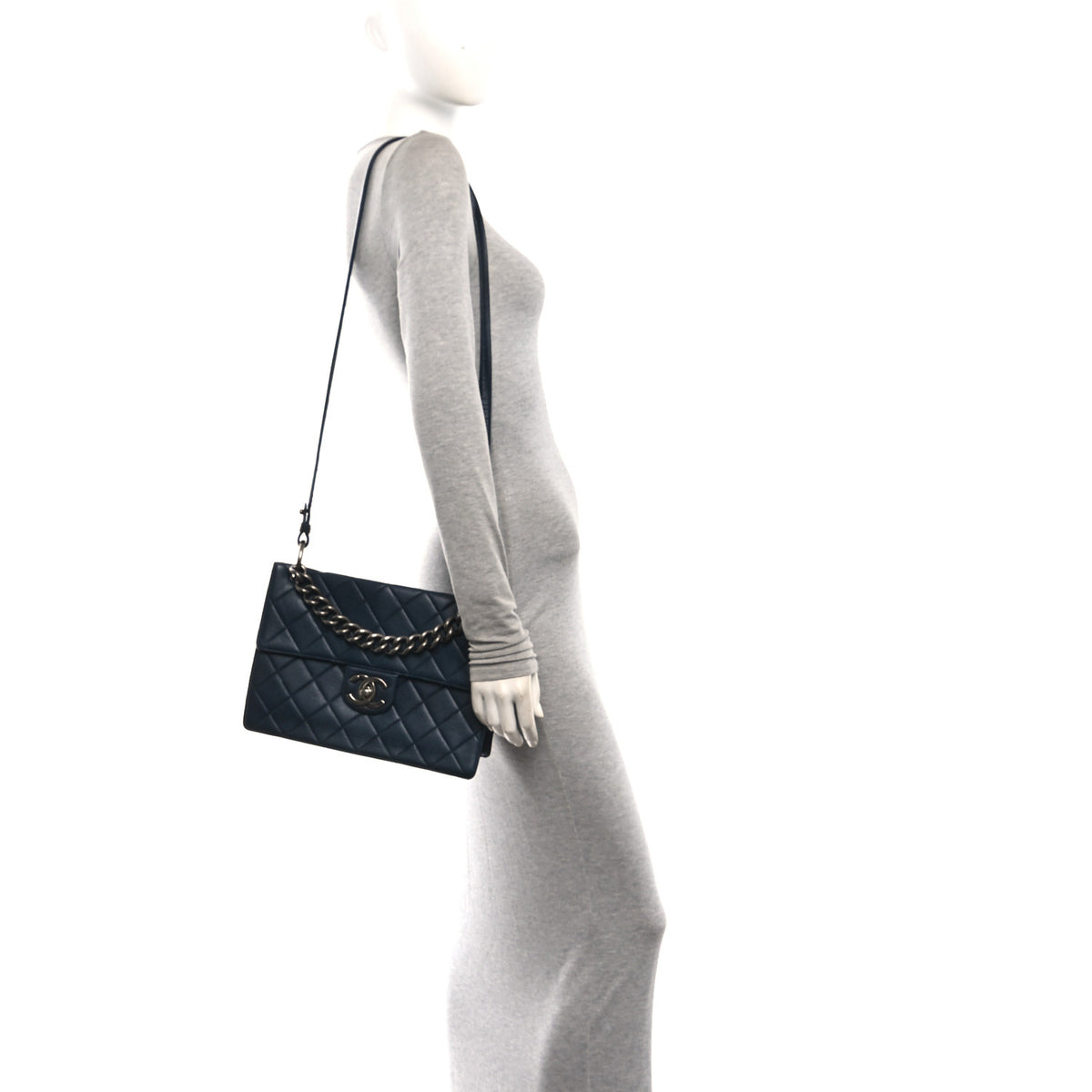 Chanel Caviar Quilted Large Retro Class Flap  Navy 2 of 10