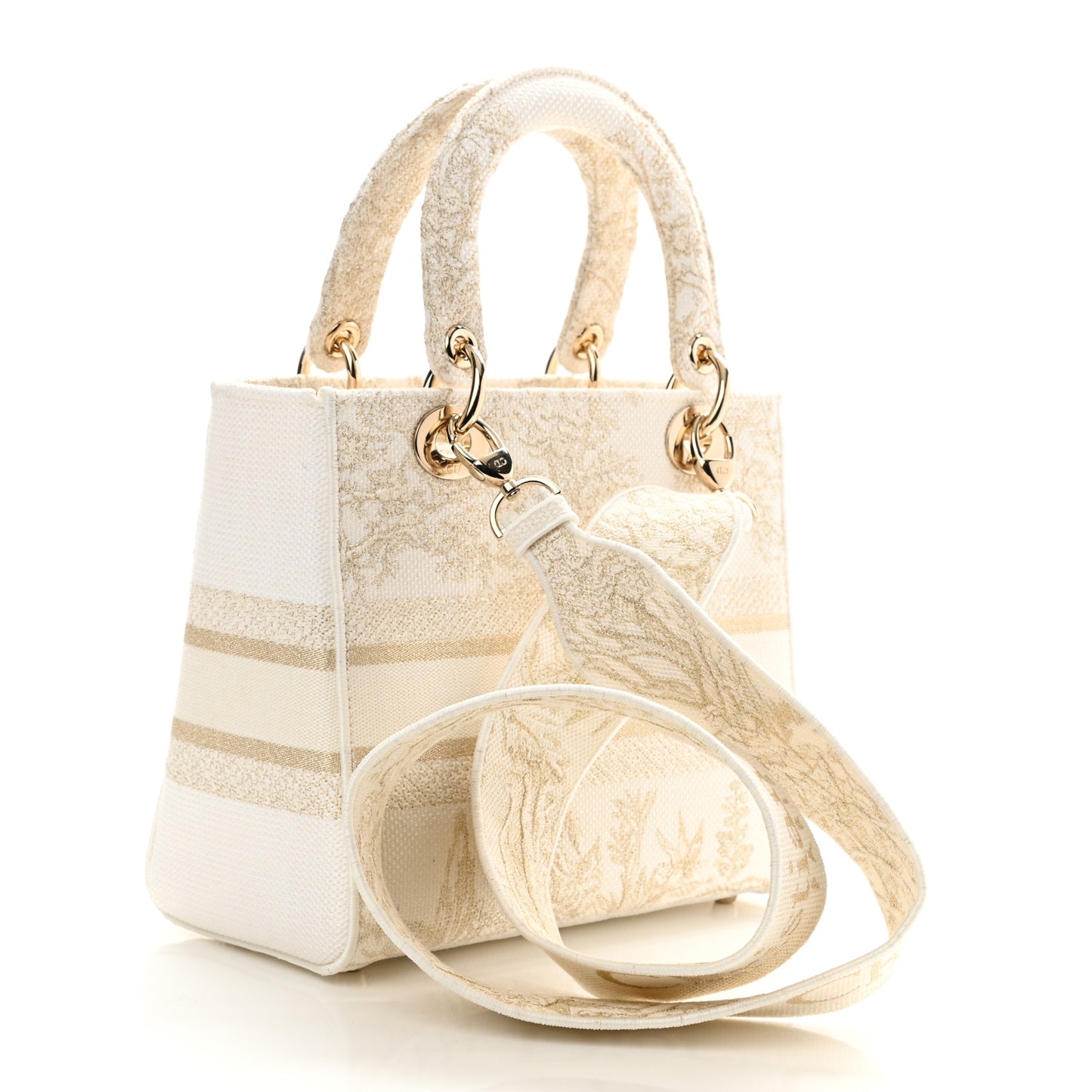 Canvas Around The World Stella Embroidered Medium Lady D-Lite White Gold
