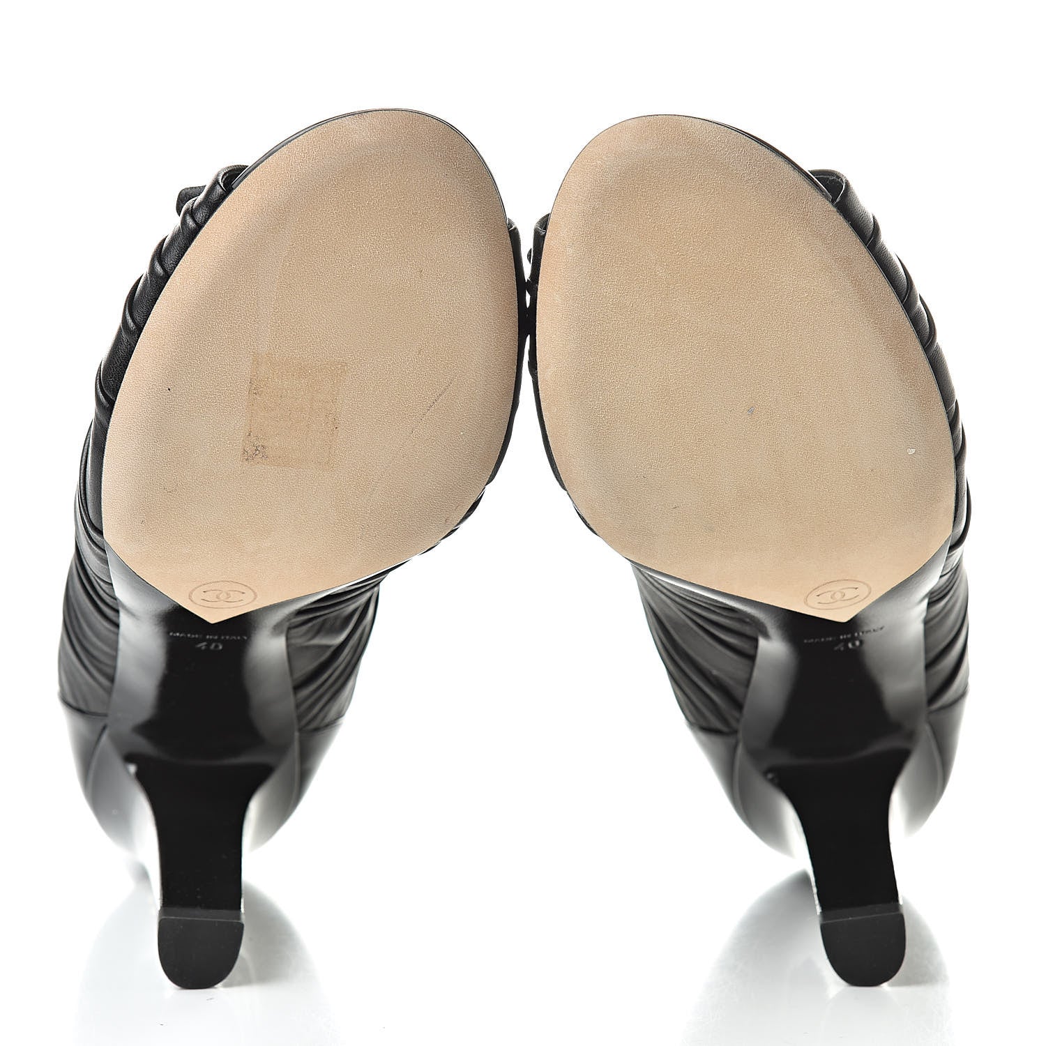 Chanel Lambskin Patent Bows Short Boots 40 Black 6 of 9