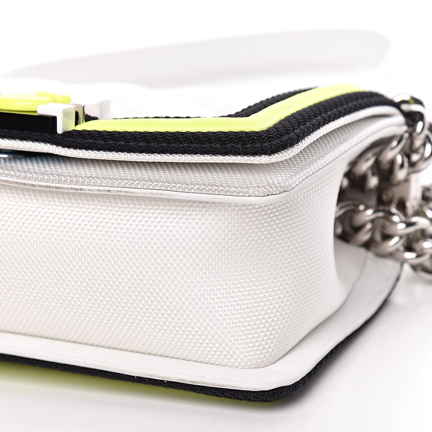 Chanel Canvas Quilted Small Fluo Boy Flap White Black Yellow 7 of 18