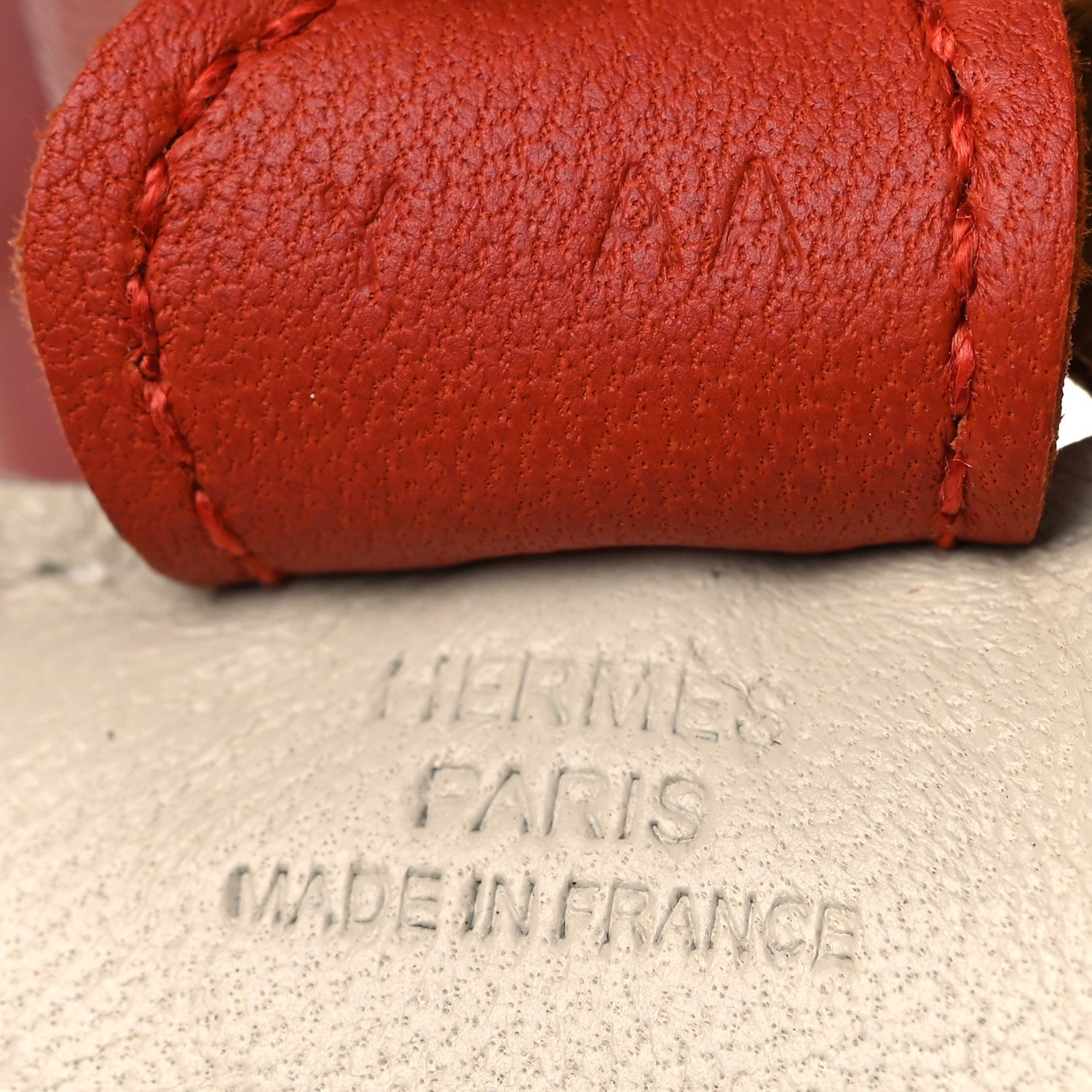 Hermes Milo Lambskin Grigri Rodeo Horse Bag Charm PM Craie Sesame Cornaline 3 of 8