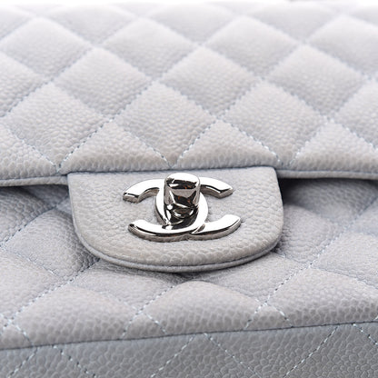 Chanel Iridescent Caviar Quilted Medium Double Flap Light Grey 15 of 15