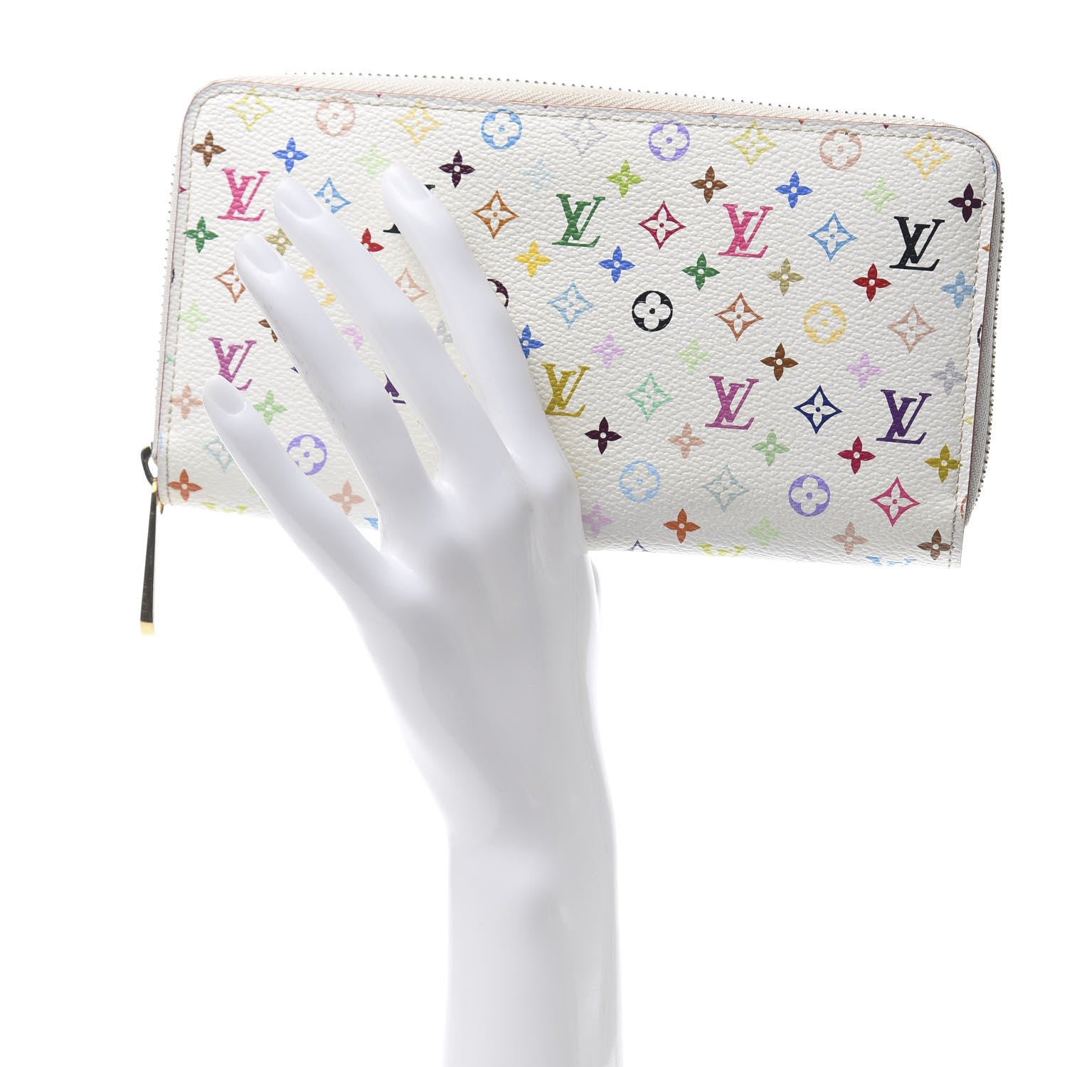 Louis Vuitton Monogram Multicolor Zippy Wallet White Orange 2 of 8