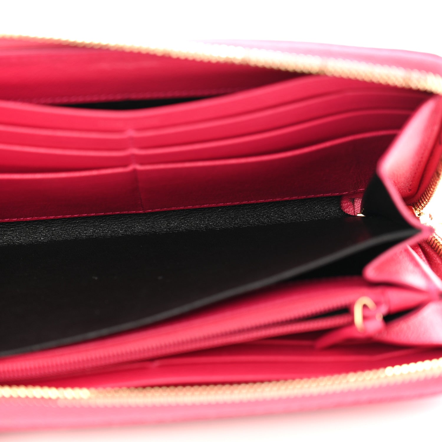 Saint Laurent Chevre Belle De Jour Zip Around Wallet Fuchsia 5 of 14