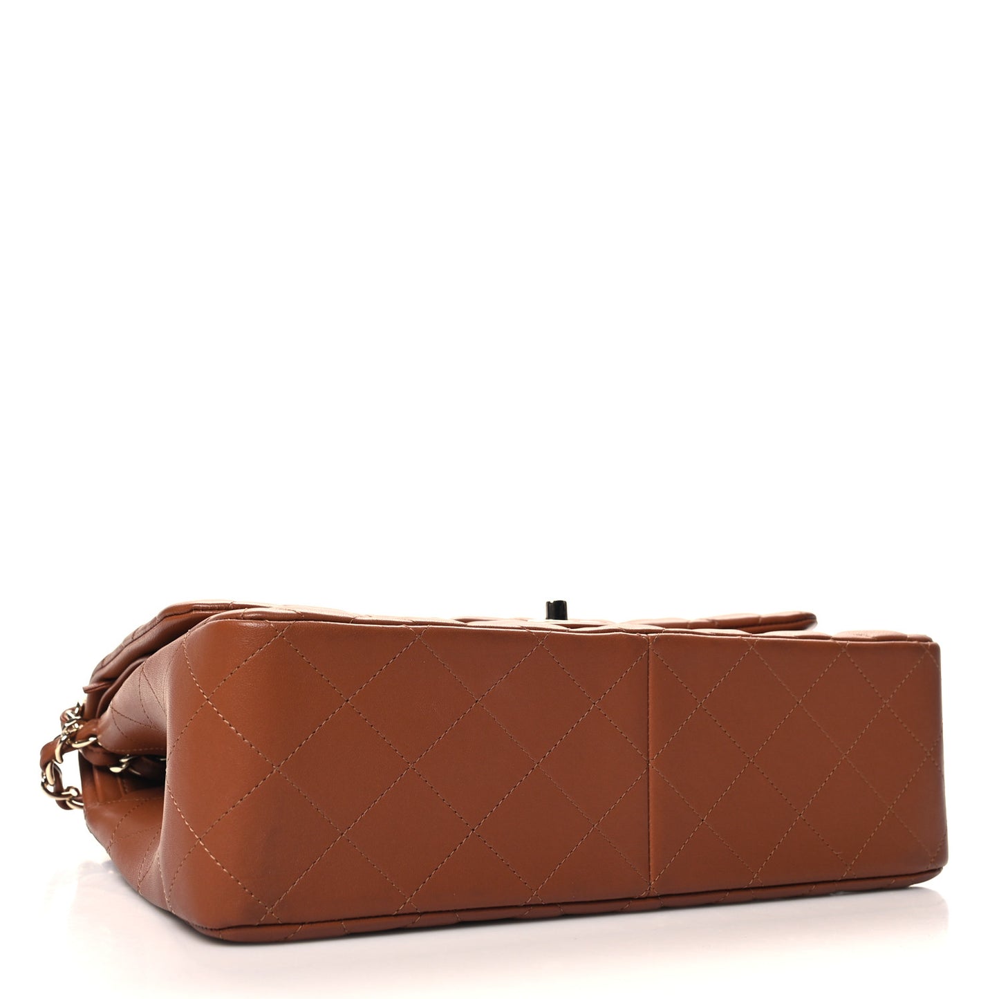 Lambskin Quilted Jumbo Double Flap Brown