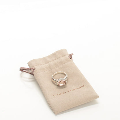 David Yurman Sterling Silver Diamond Morganite 10mm Noblesse Ring 52 6 4 of 4