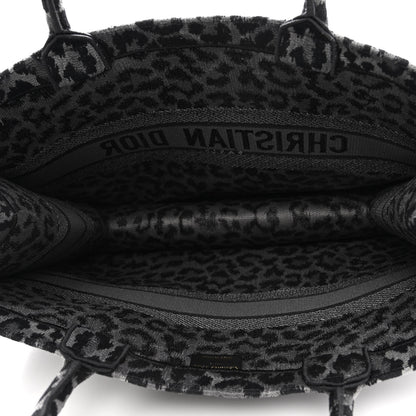 Christian Dior Canvas Mizza Embroidered Large Leopard Book Tote Grey 5 of 9