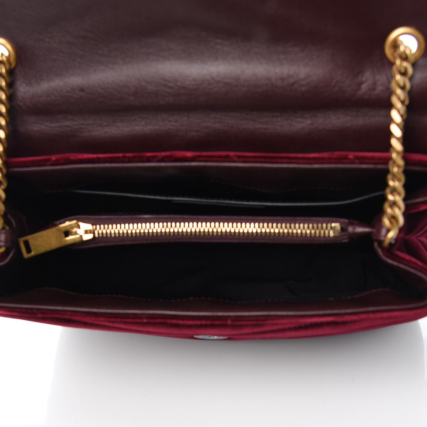 Velvet Y Quilted Monogram Small Loulou Chain Satchel Burgundy