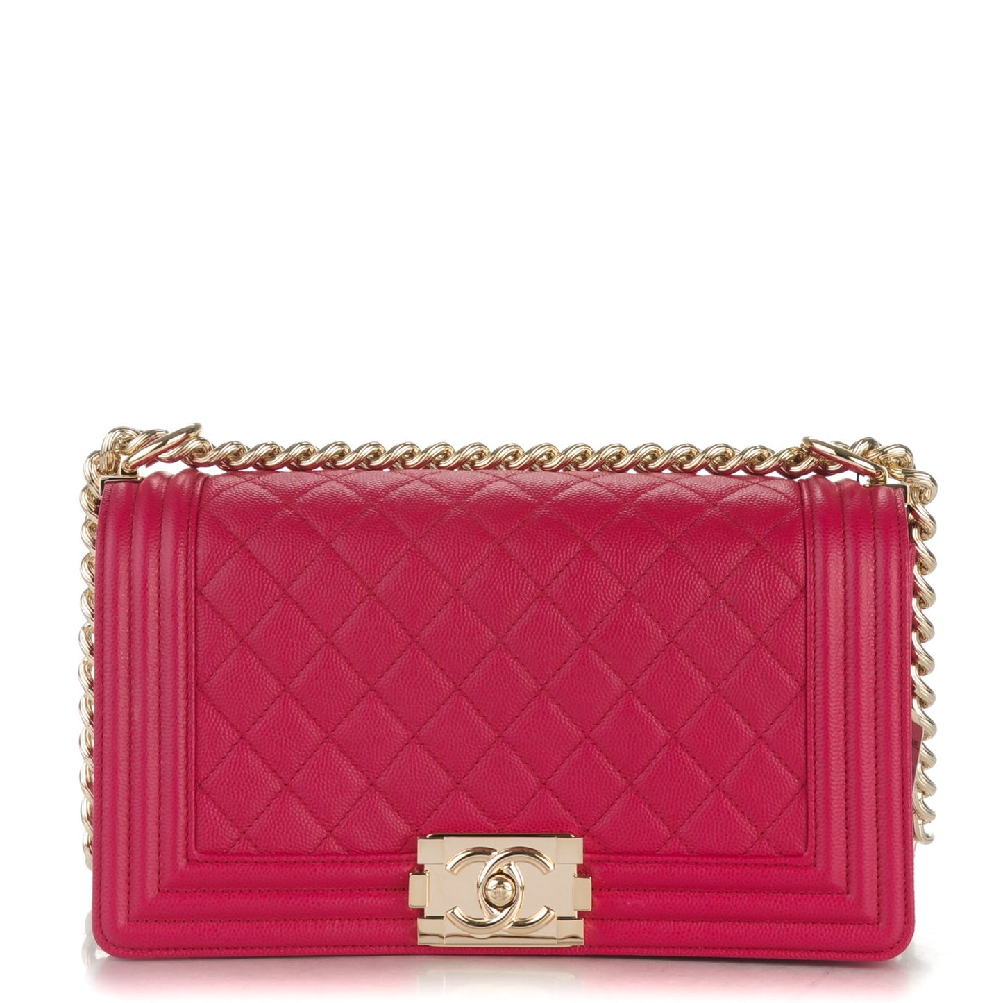 Caviar Quilted Medium Boy Flap Fuchsia