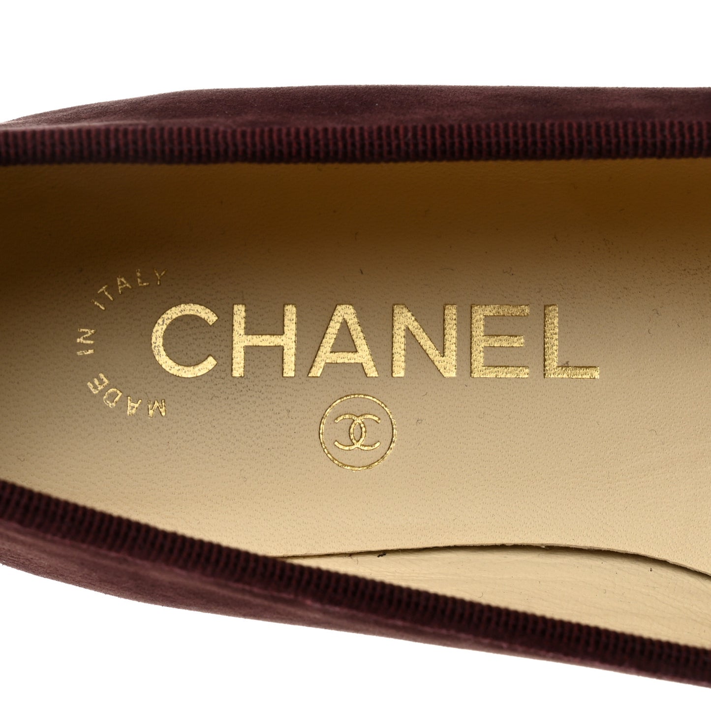 Suede Cap Toe CC Ballerina Flats 36.5 Burgundy