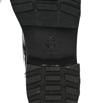 Chanel Shiny Calfskin Velvet Pearl Combat Short Boots 40 Black 6 of 13