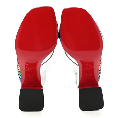 Christian Louboutin Metallic Calfskin Rainbow Arkenmule 55 Slide Sandals 35 Silver Multicolor 5 of 8