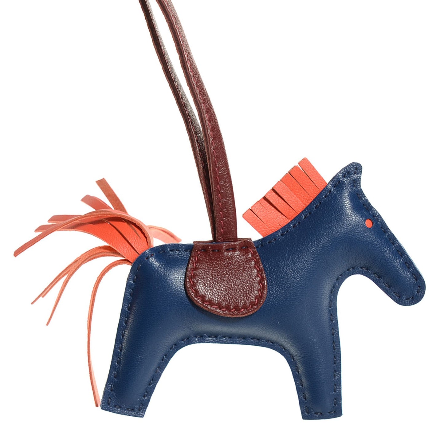 Milo Lambskin Grigri Rodeo Horse Bag Charm PM Bleu de Malte Rouge H Peony