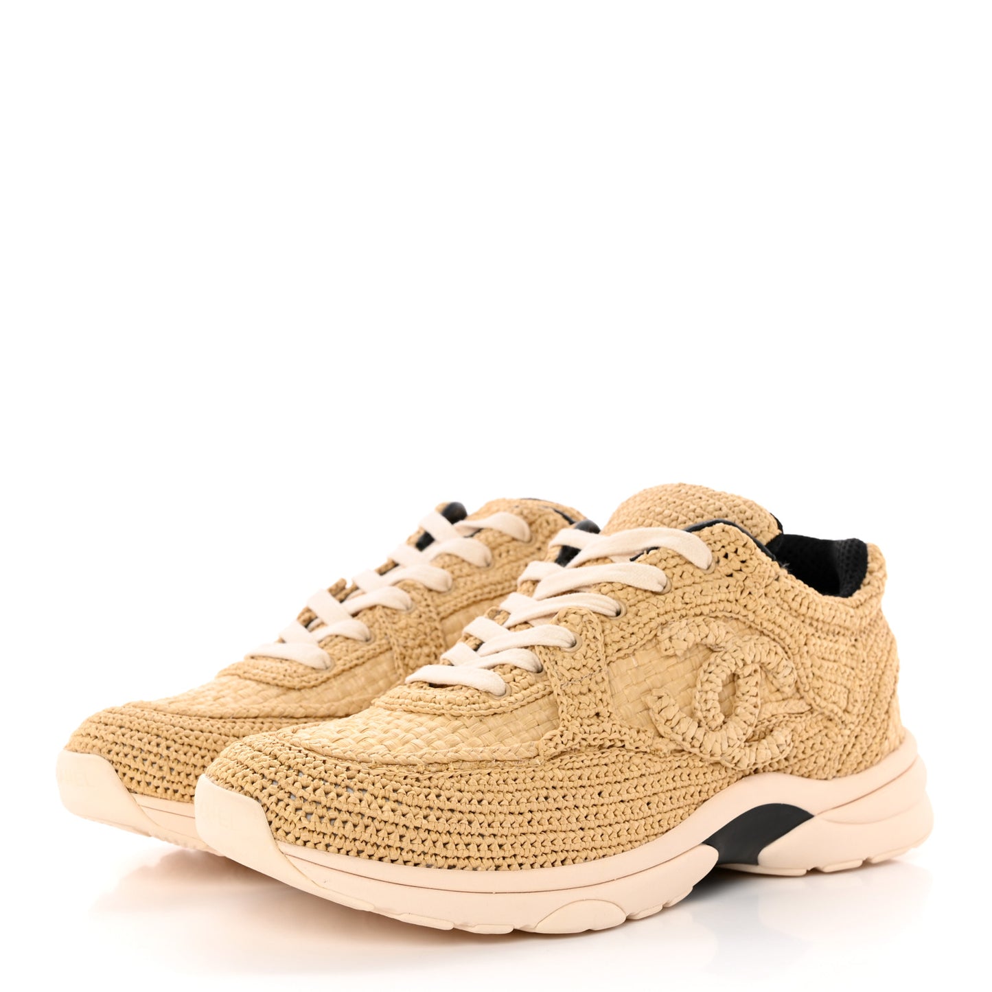 Braided Raffia Womens CC Sneakers 40.5 Beige