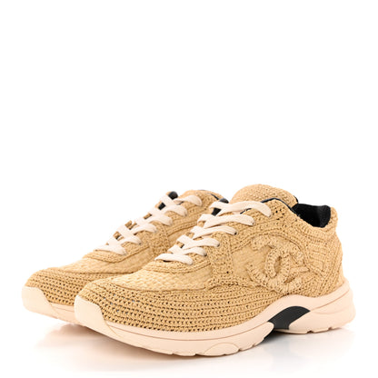 Chanel Braided Raffia Womens CC Sneakers 40.5 Beige 3 of 8