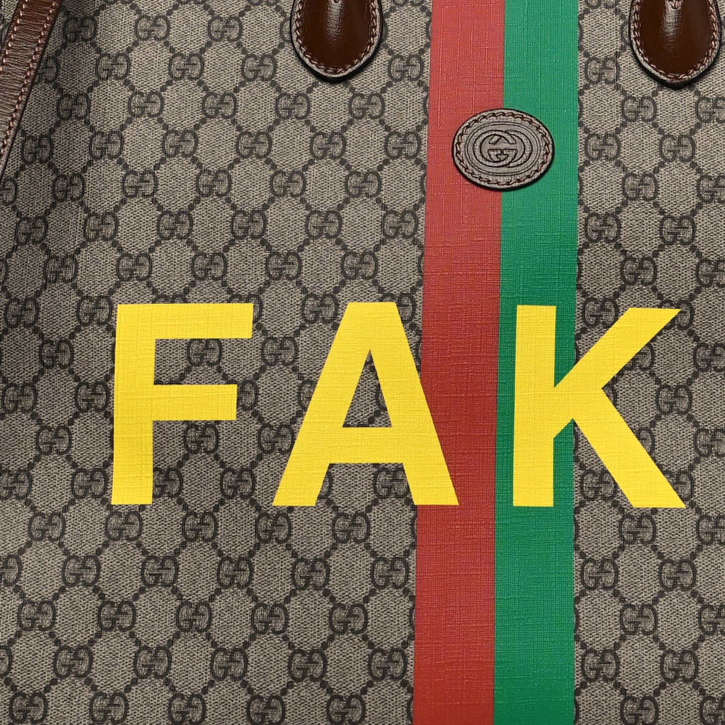 GG Supreme Monogram Fake/Not Large Retro Interlocking G Tote Bag Beige Brown Sugar