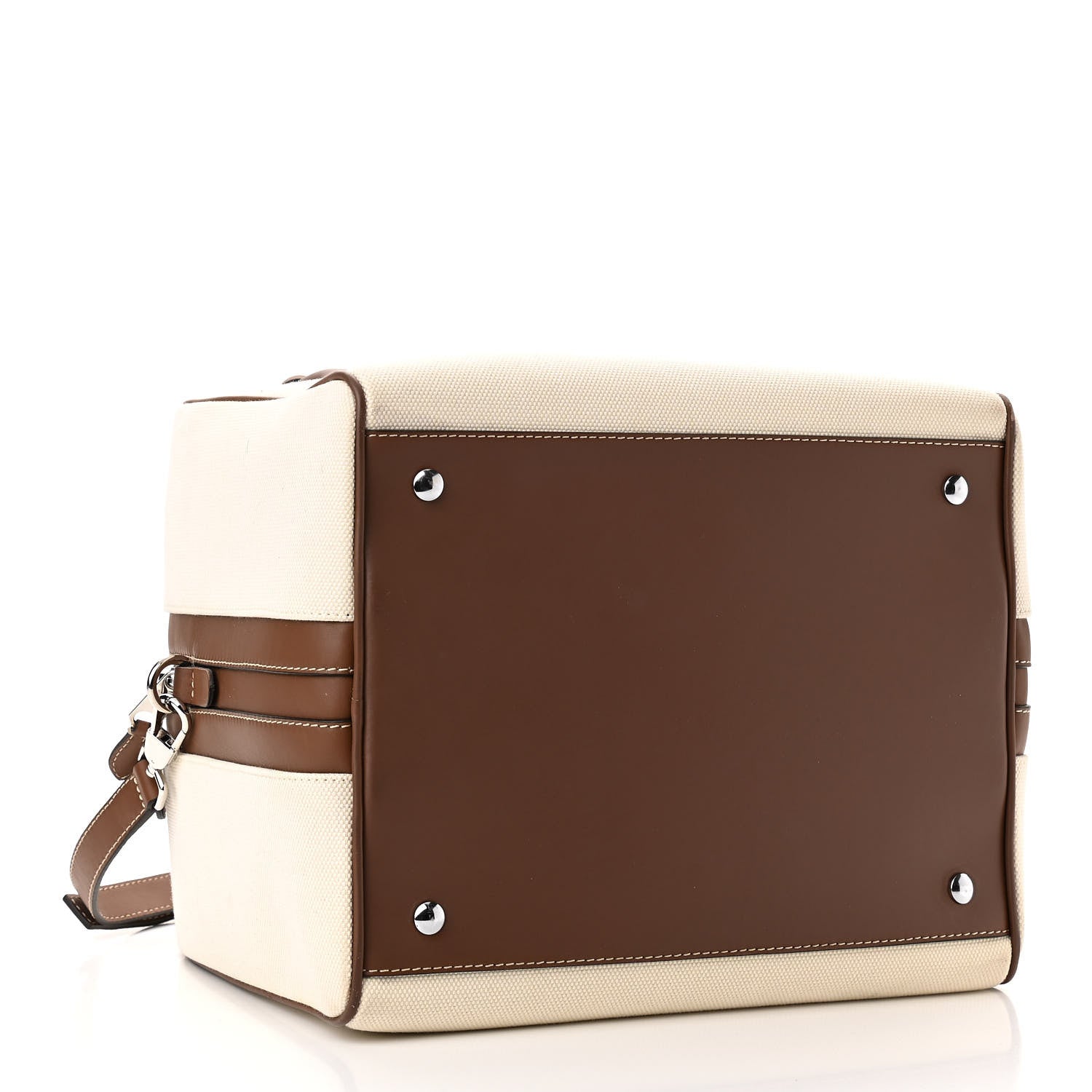Burberry Cotton Canvas Medium Logo Horseferry Cube Bag Natural Tan 4 of 9