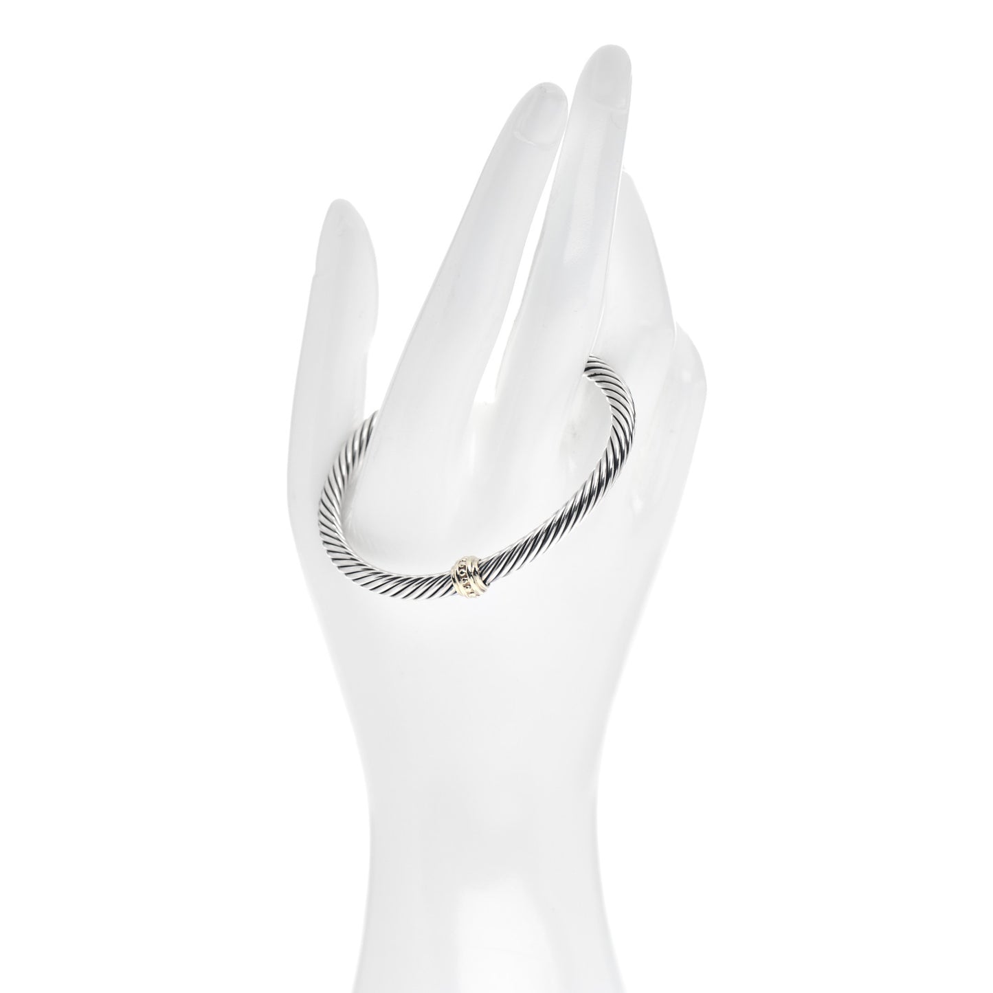 Sterling Silver 14K Yellow Gold 5mm Station Cable Bracelet