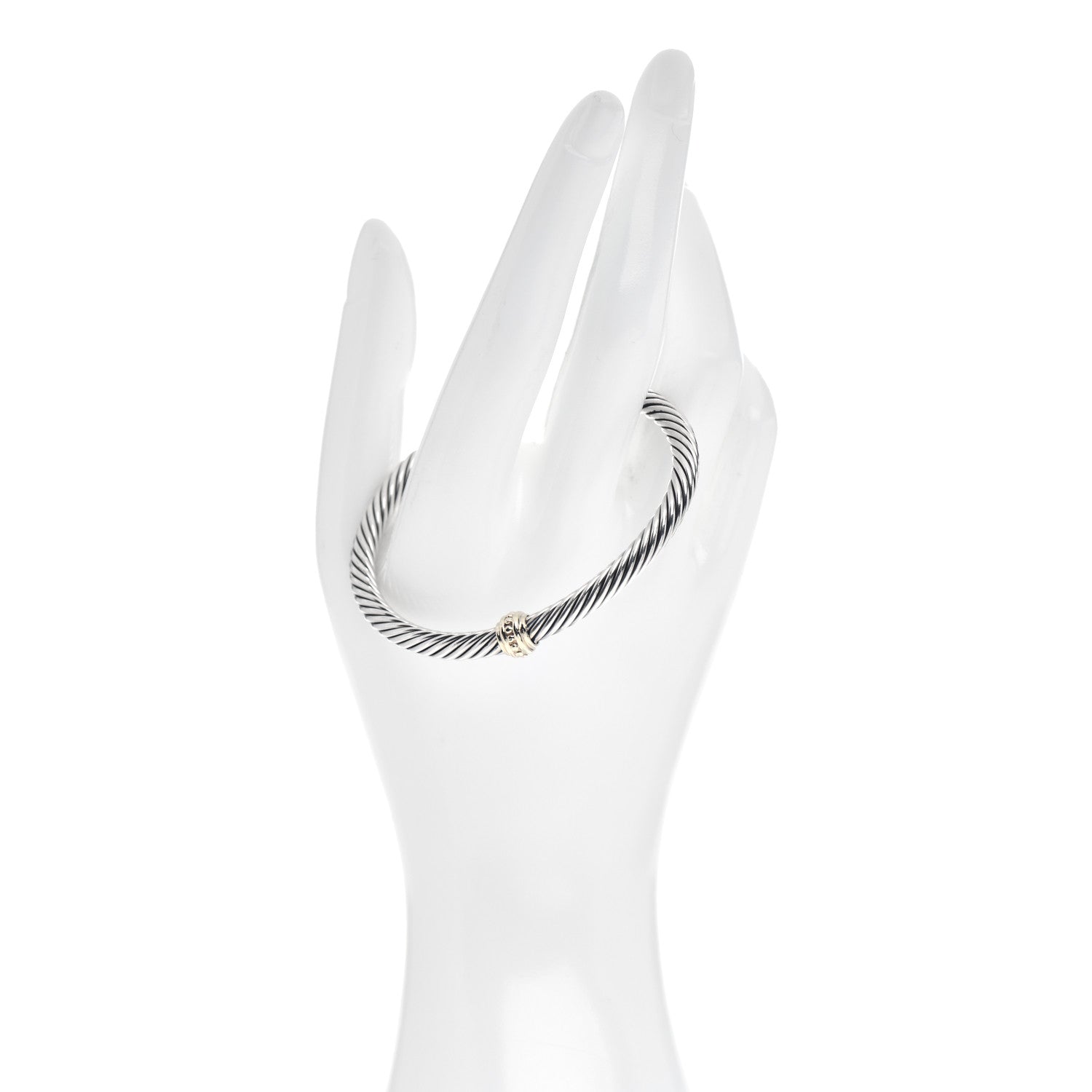 David Yurman Sterling Silver 14K Yellow Gold 5mm Station Cable Bracelet 2 of 4