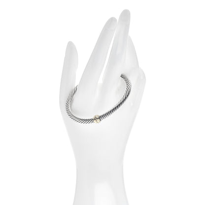 David Yurman Sterling Silver 14K Yellow Gold 5mm Station Cable Bracelet 2 of 4