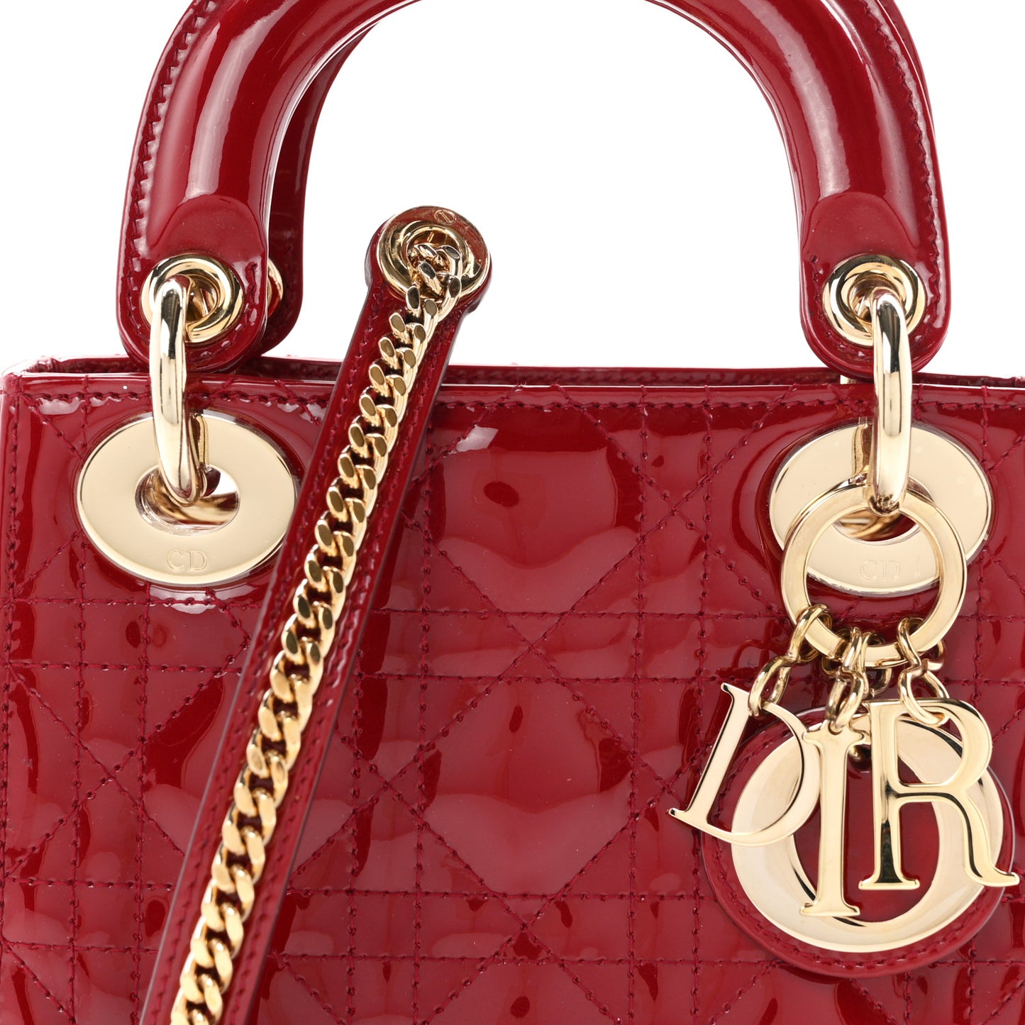 Patent Cannage Mini Lady Dior Red