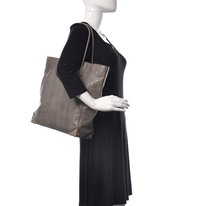Alexander Wang Lizard Embossed Prisma Skeletal Tote Grey 2 of 11