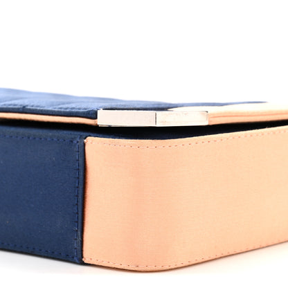 Chanel Satin Chocolate Bar Flap Blue Light Pink 10 of 13