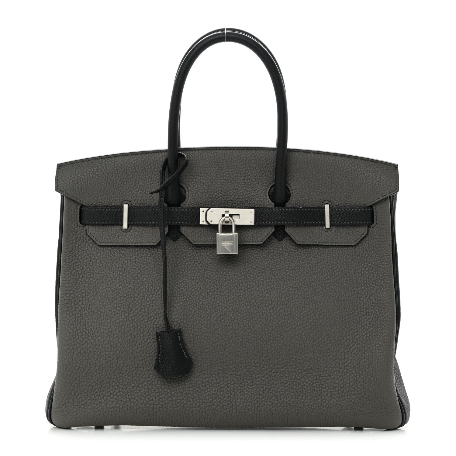 Hermes Togo Bi-Color Horseshoe Birkin 35 Etain Black 1 of 16