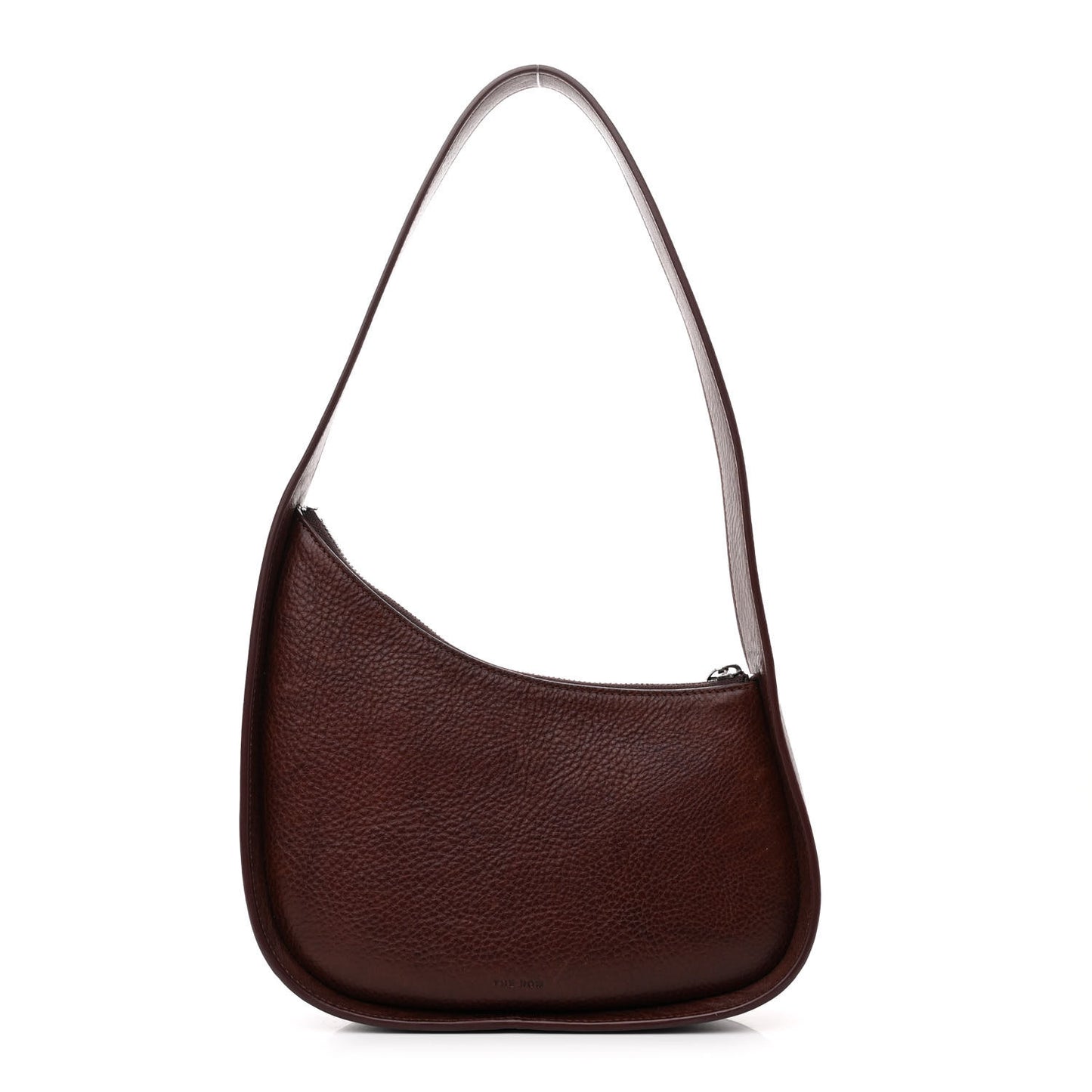 Grained Calfskin Half Moon Shoulder Bag Burnt Wood