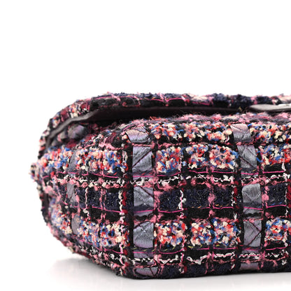 Chanel Tweed Quilted Medium Double Flap Dark Purple 9 of 10