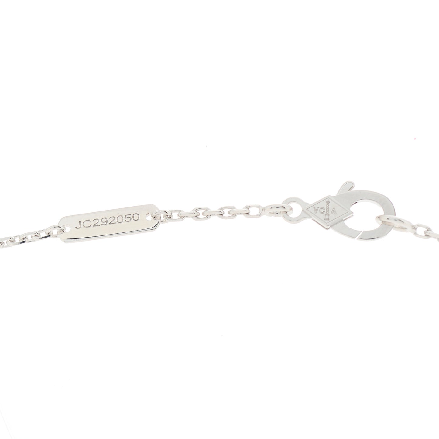 18K White Gold Chalcedony Vintage Alhambra Pendant Necklace