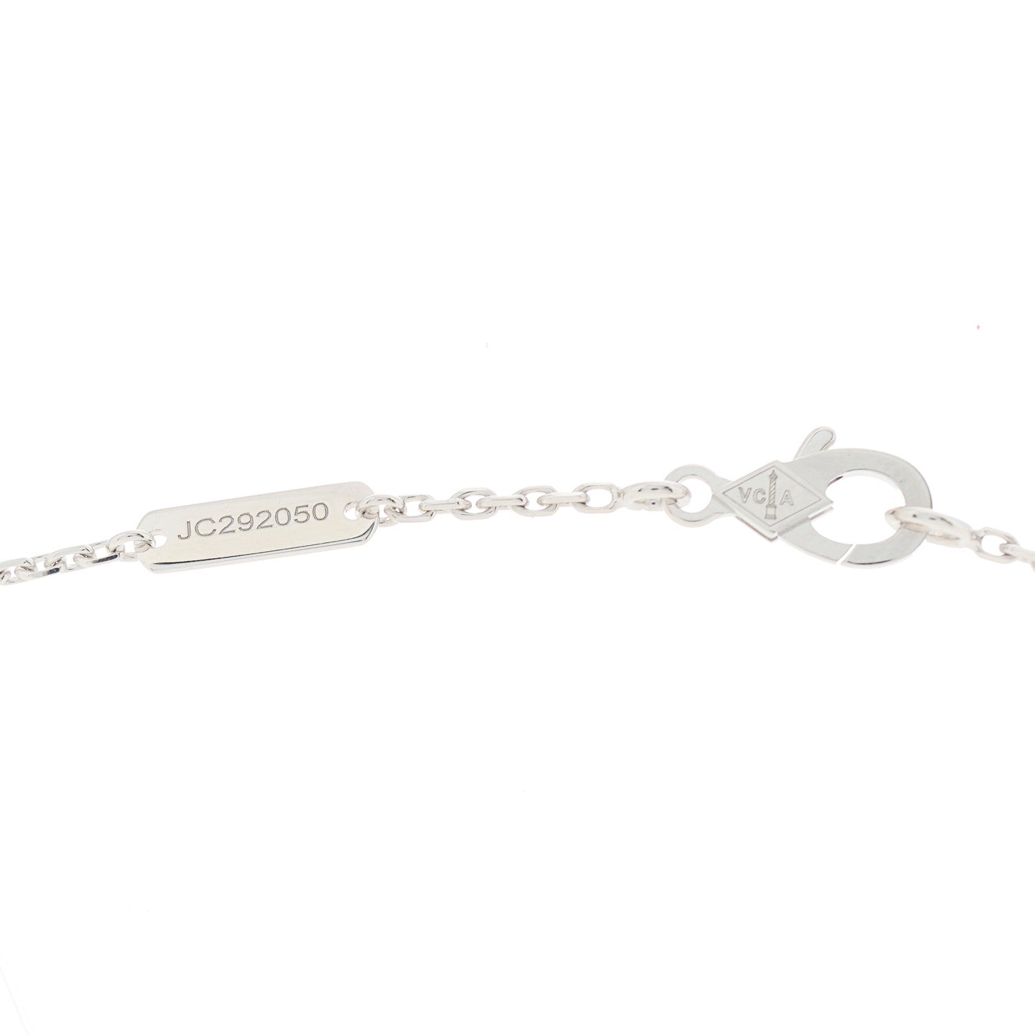 Van Cleef & Arpels 18K White Gold Chalcedony Vintage Alhambra Pendant Necklace 5 of 6