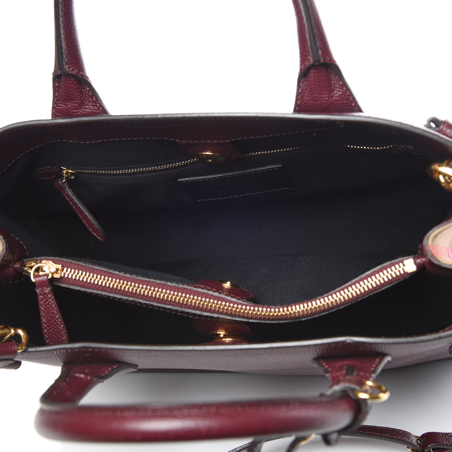 Grainy Calfskin House Check Medium Banner Tote Elderberry