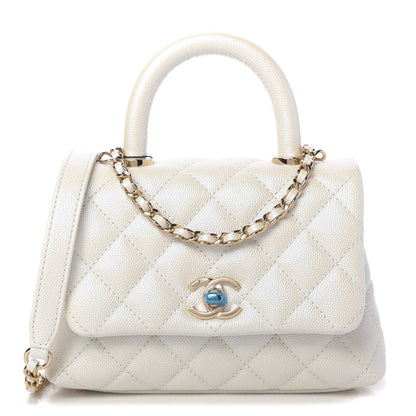 Chanel Iridescent Caviar Quilted Extra Mini Coco Handle Flap White 1 of 10