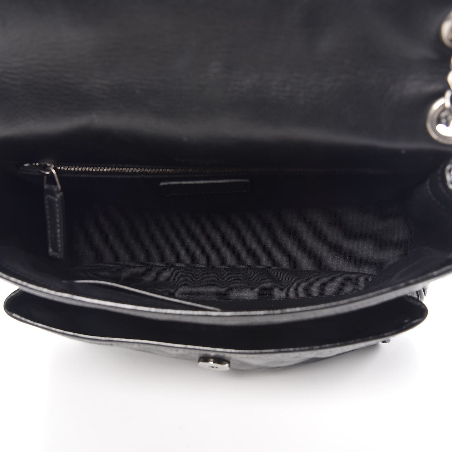 Crinkled Calfskin Matelasse Monogram Medium Niki Chain Satchel Black