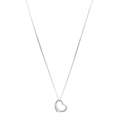 Tiffany Sterling Silver Elsa Peretti 14mm Open Heart Pendant Necklace 1 of 6