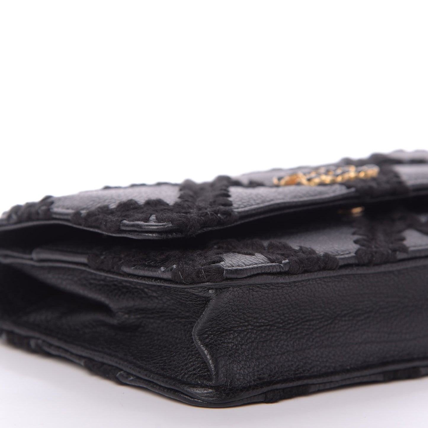 Calfskin Crochet 19 Wallet On Chain WOC Black