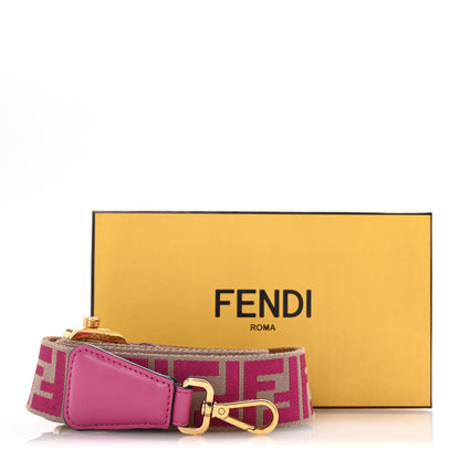 Fendi Ribbon Vitello Seta FF 1974 Pequin Reversible Adjustable Strap You Marrone Pink 5 of 5