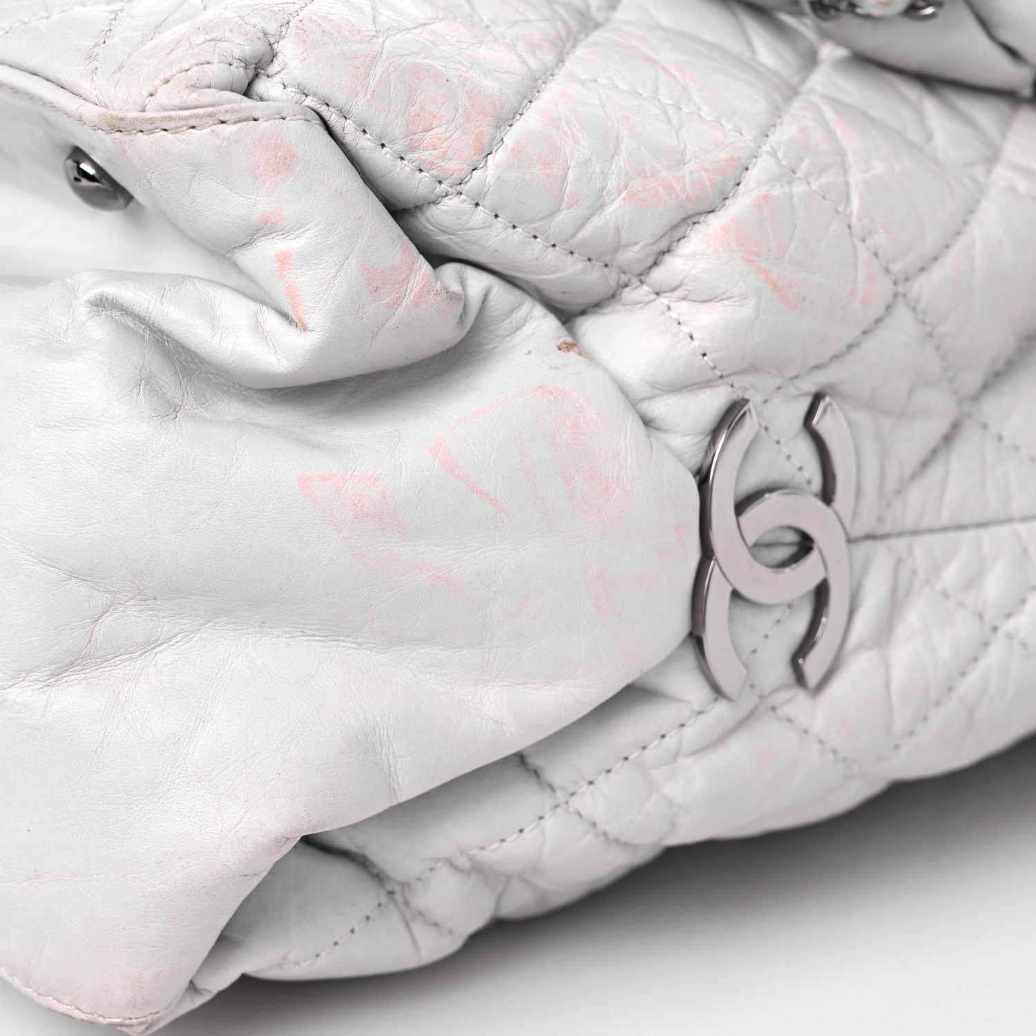 Chanel Distressed Lambskin Vintage Ligne Lady Braid XL Tote White 14 of 18