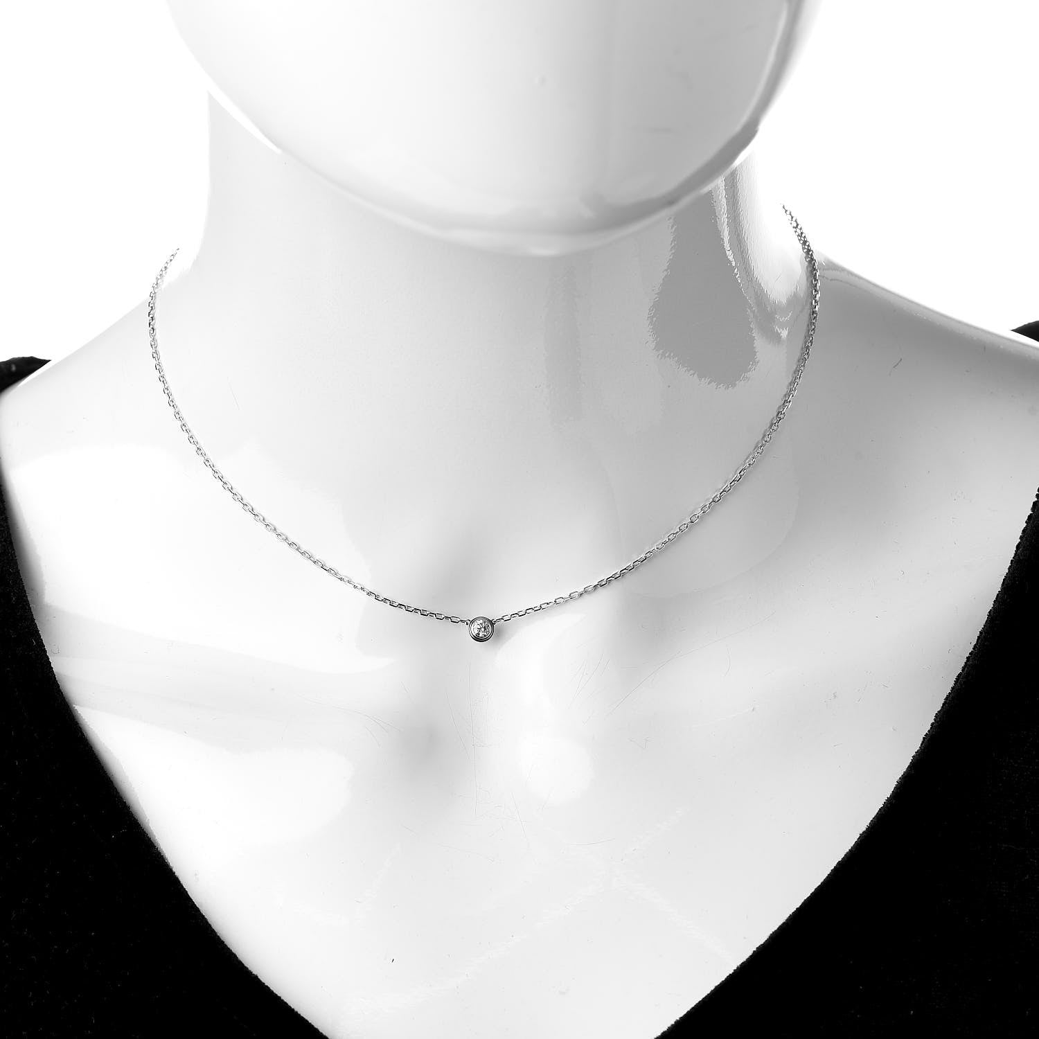 Cartier 18K White Gold Diamond SM D'Amour Pendant Necklace 2 of 4