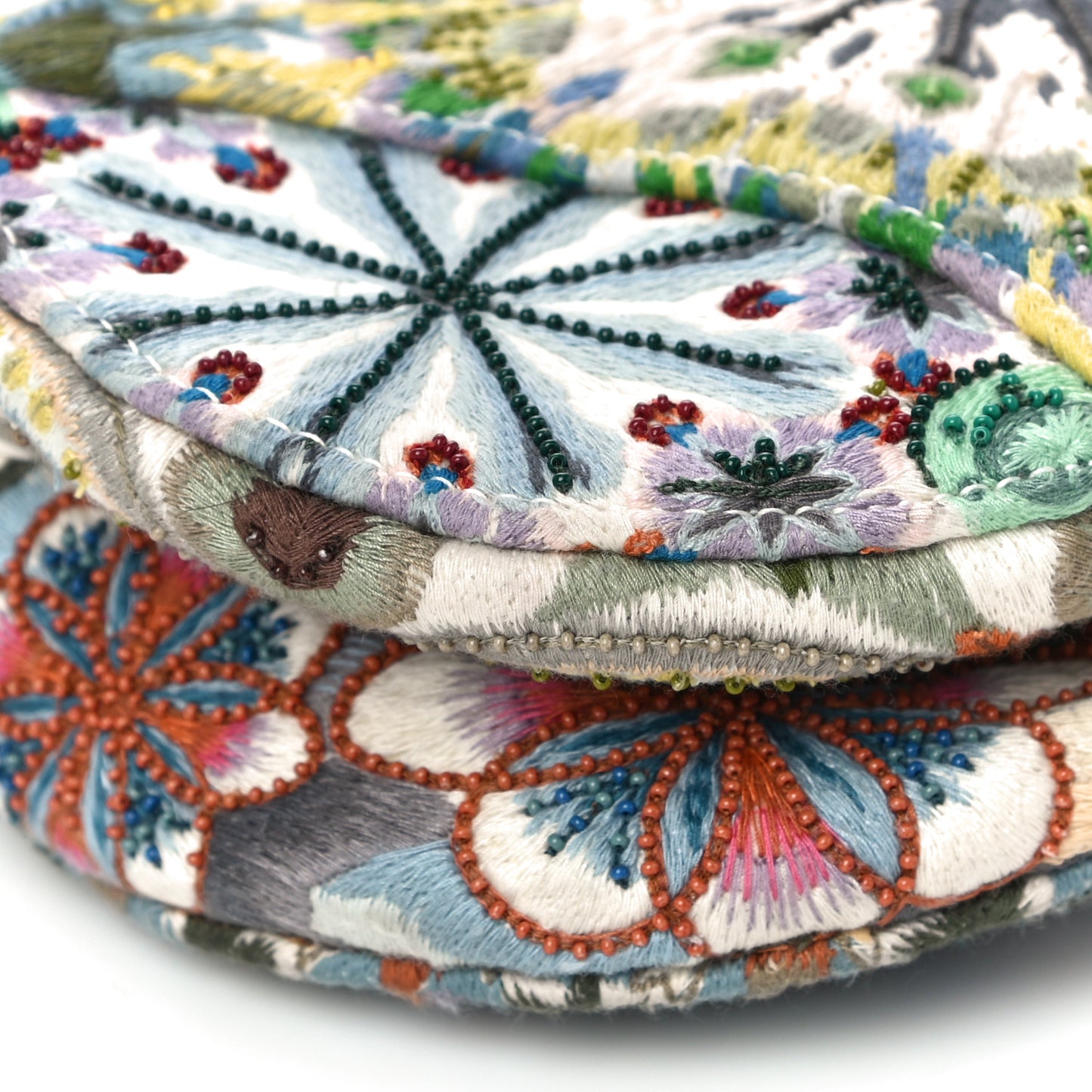 Canvas Embroidered Kaleidiorscopic Saddle Bag Multicolor