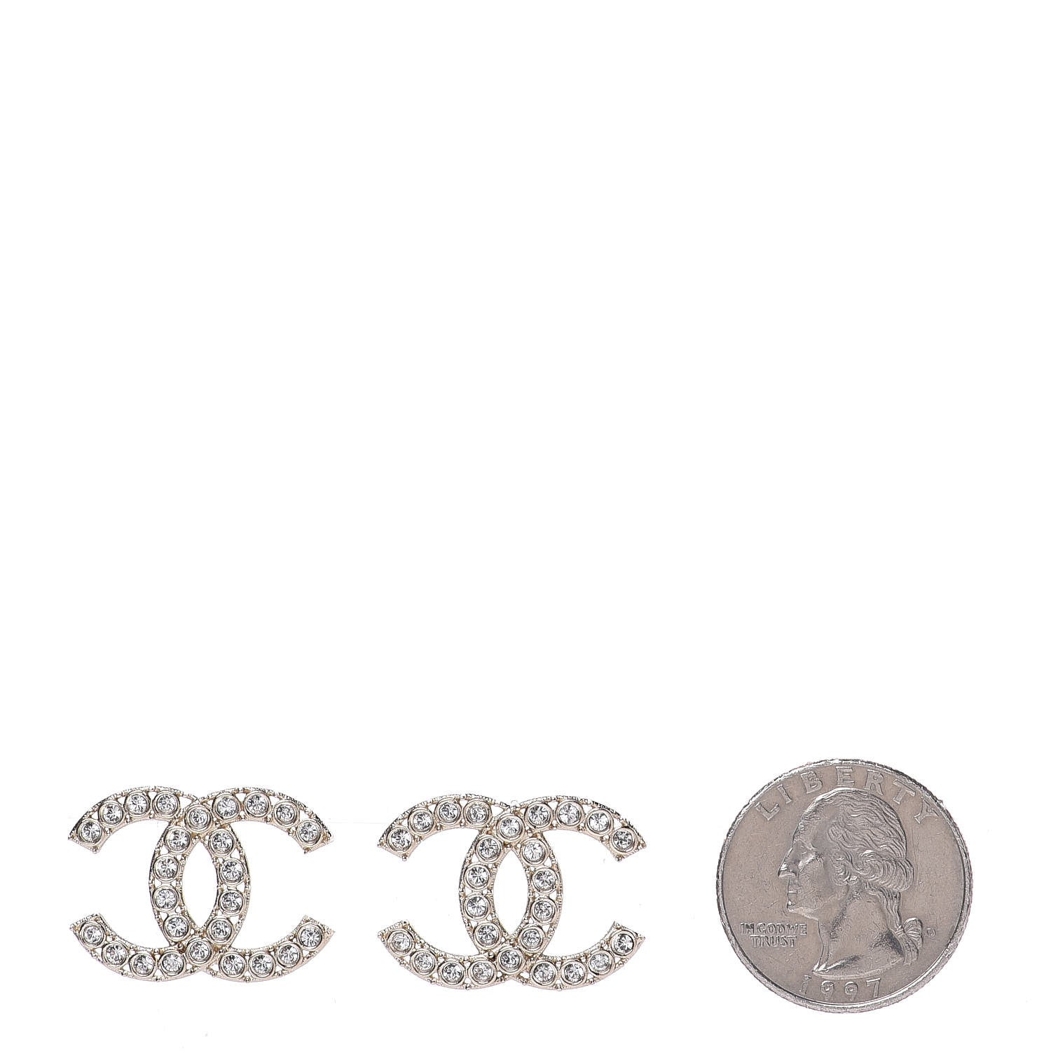 Chanel Crystal CC Earrings Light Gold 2 of 5
