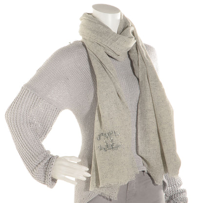 Chanel Wool Silk Cashmere CC Stole Grey 2 of 5