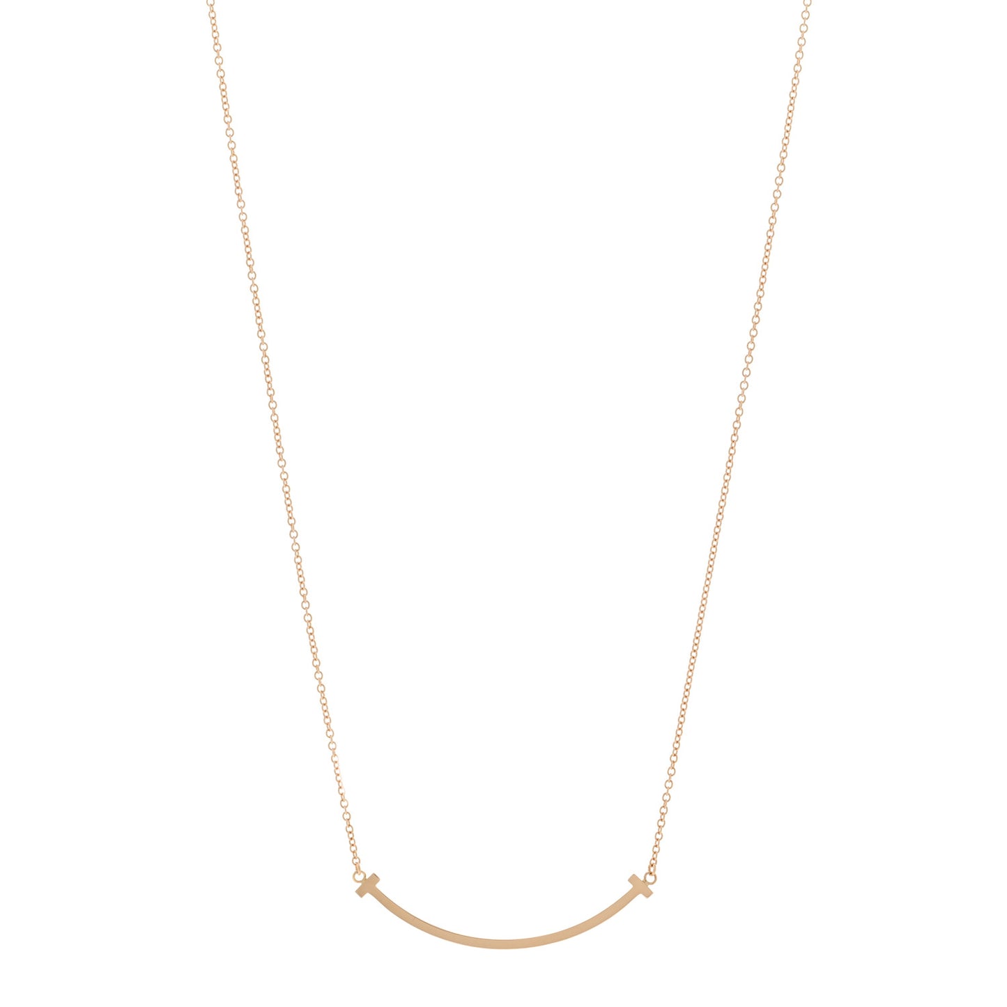 18K Rose Gold Small T Smile Pendant Necklace