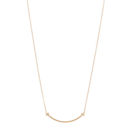 Tiffany 18K Rose Gold Small T Smile Pendant Necklace 1 of 5