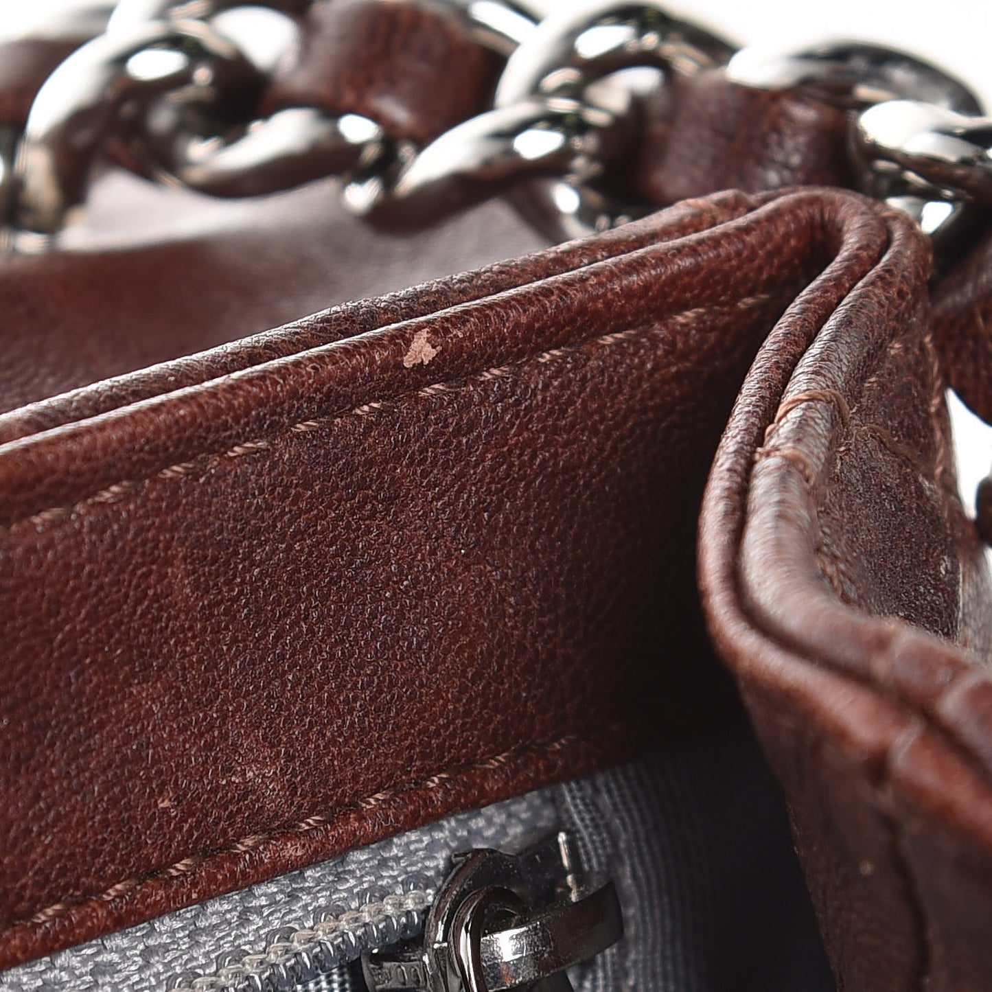 Washed Lambskin Mini Chain Around Messenger Dark Brown