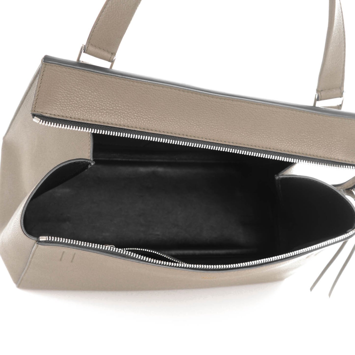 Drummed Calfskin Medium Edge Shoulder Bag Grey