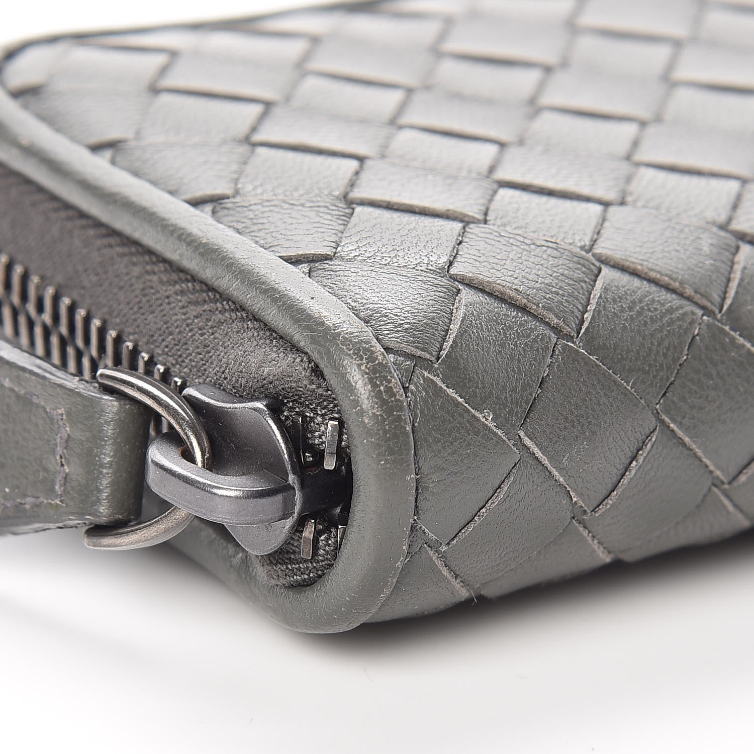 Bottega Veneta Nappa Intrecciato Zip Around Coin Purse Light Grey 9 of 15