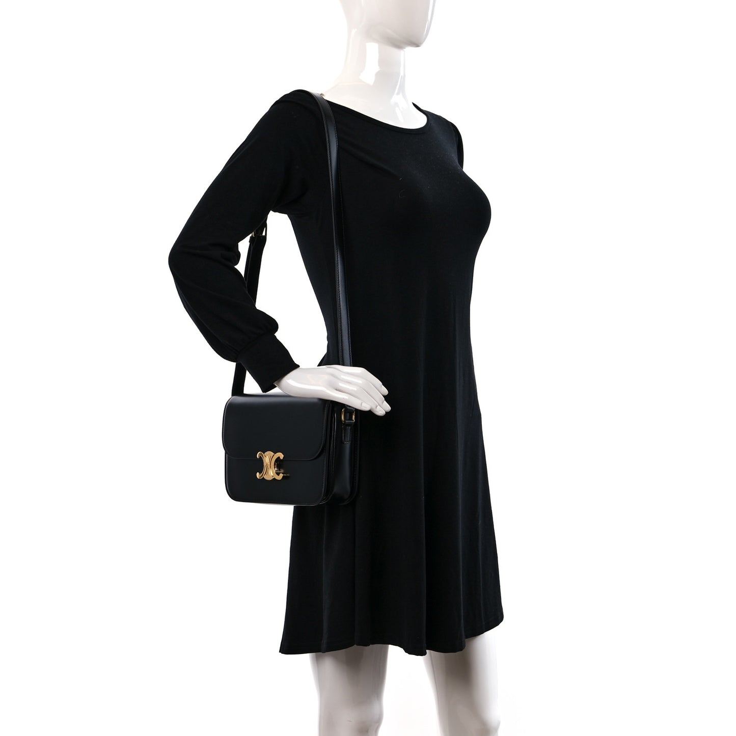 Shiny Calfskin Medium Triomphe Black