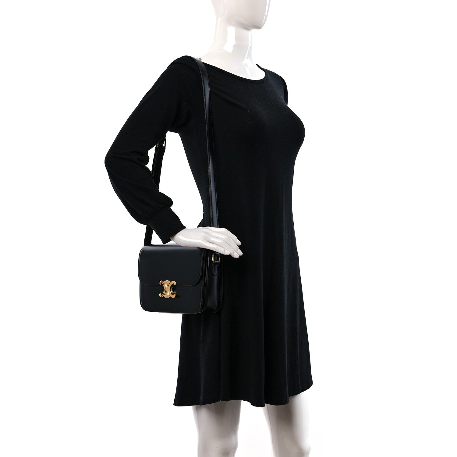 Celine Shiny Calfskin Medium Triomphe Black 2 of 10